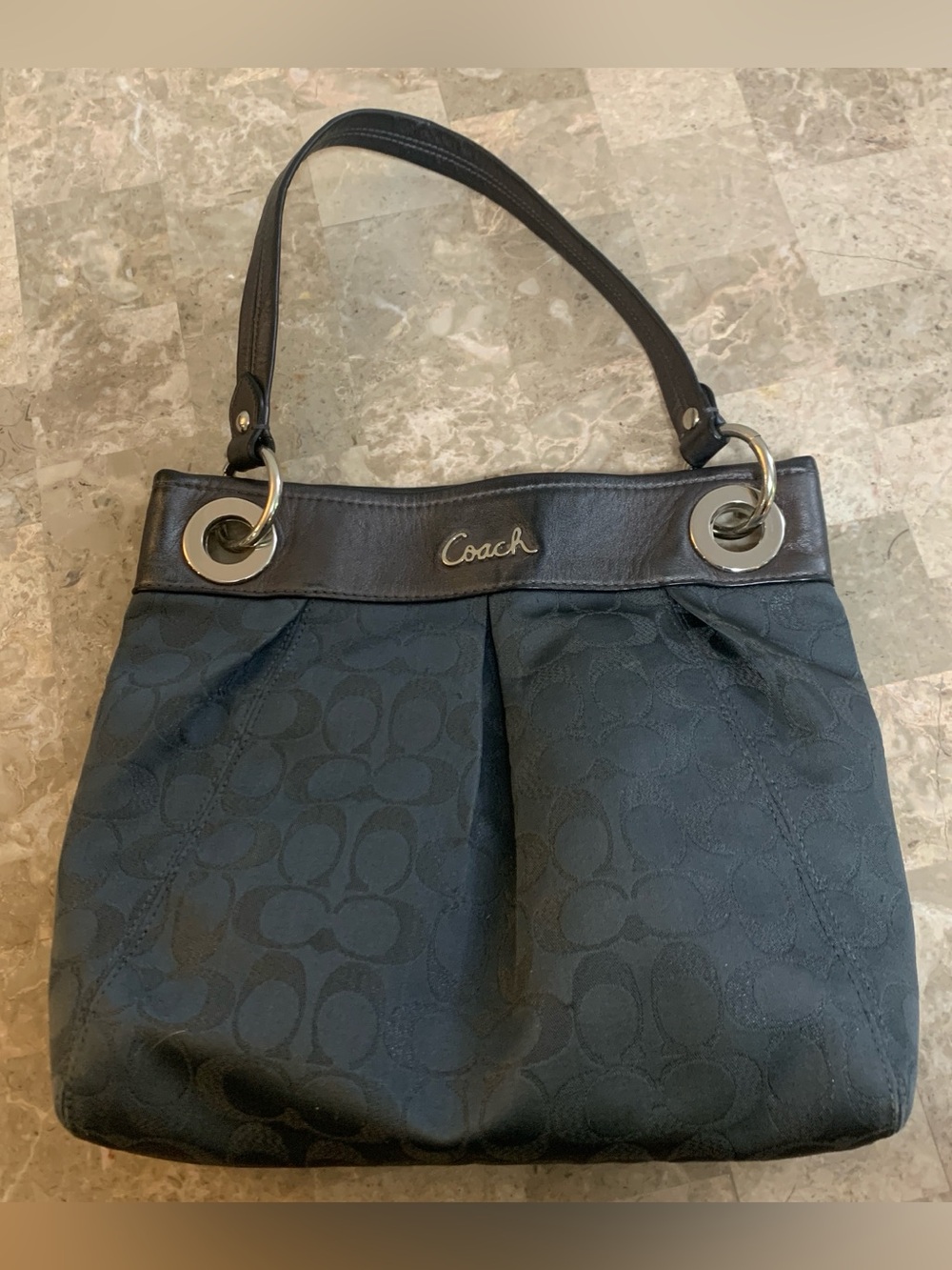 Coach Ashley Lurex Bag Shoulder One Handle Purse Metallic Signature Cs Authentic - Picture 9 of 16